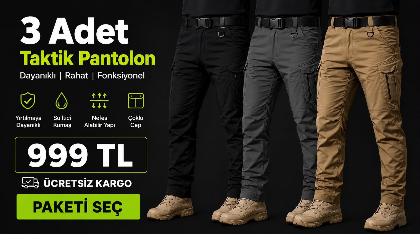 3 Adet Taktik Pantolon