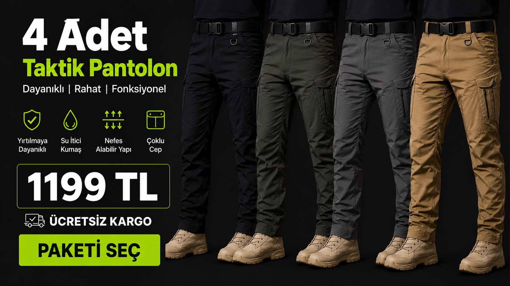 4 Adet Taktik Pantolon